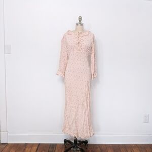 (67) vtg 1940s ethereal forest nymph bell sleeve maxi dress